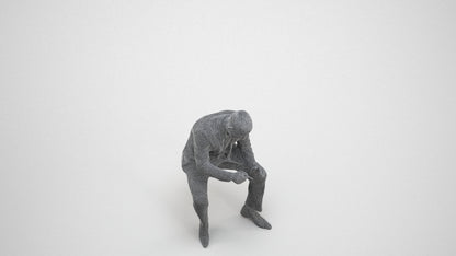 scanned 3D man business, photogrammetry people for Enscape and V-Ray, wireframe three-quarter view