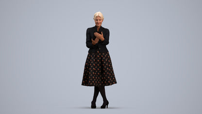 3D people model senior woman business standing, scanned human for 3ds Max rendering, standing pose render