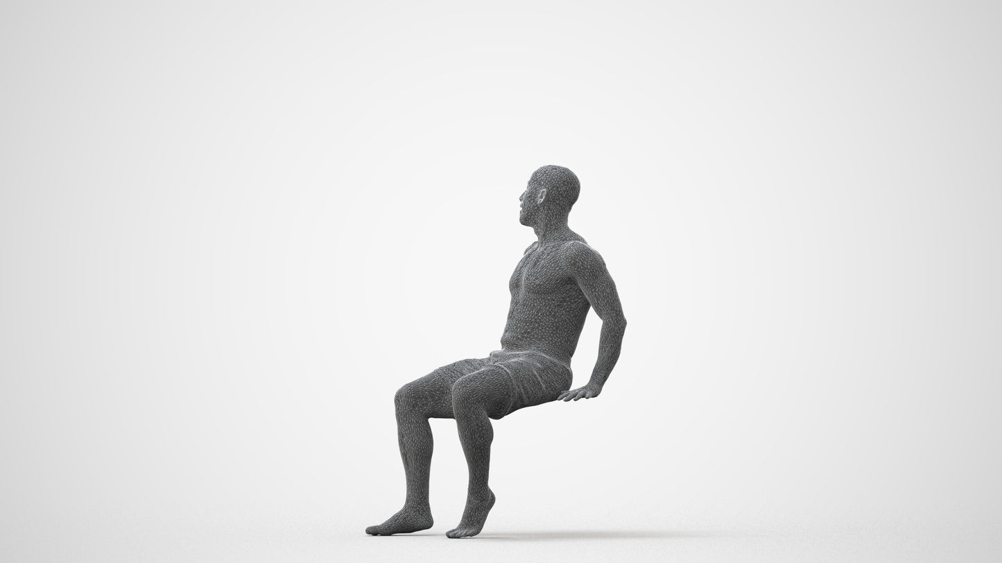 3D people model man pool, scanned human for 3ds Max rendering, square thumbnail