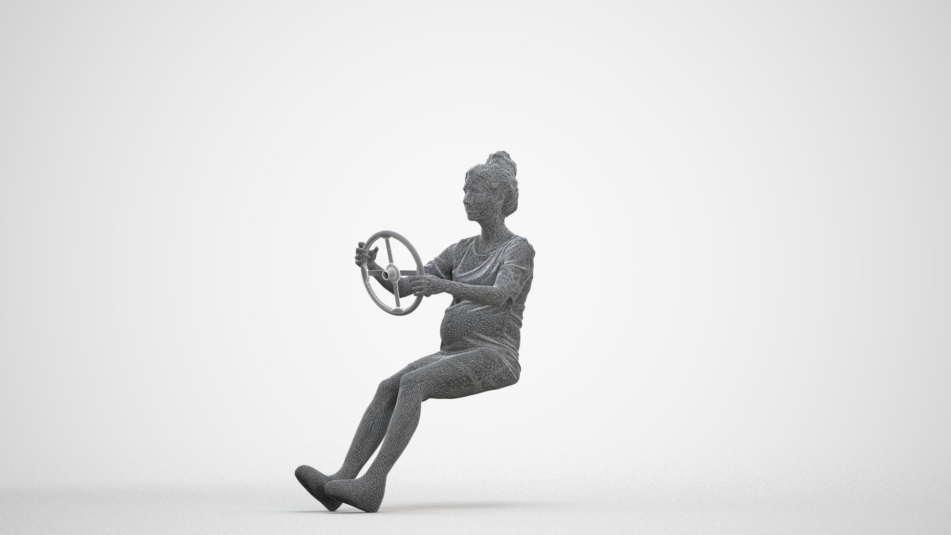 3D scanned boy driving casual, photorealistic archviz people for Enscape and SketchUp, three-quarter front view render