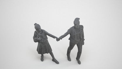 realistic 3D girl kids, scanned archviz people for Blender and 3ds Max, wireframe three-quarter view
