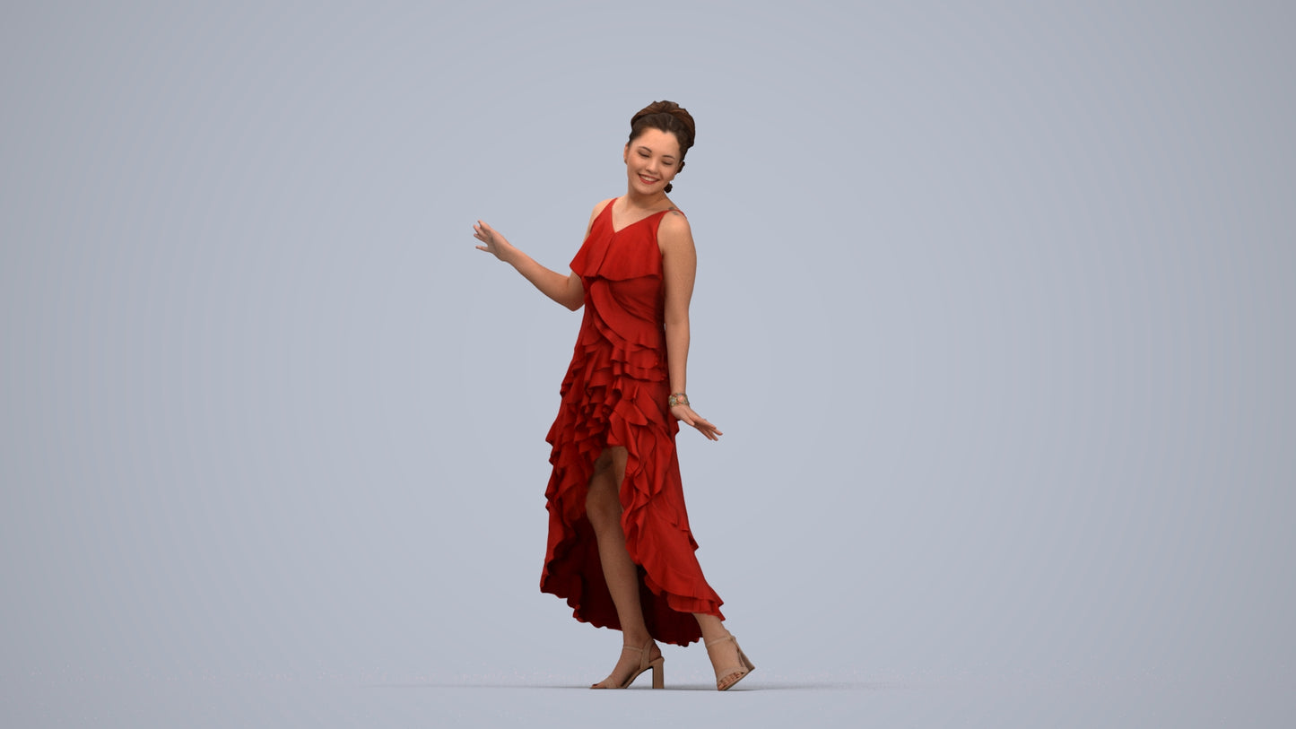 realistic 3D people woman formal dancing, render-ready for V-Ray and Corona, FBX OBJ, top-down view render