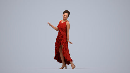 realistic 3D people woman formal dancing, render-ready for V-Ray and Corona, FBX OBJ, top-down view render