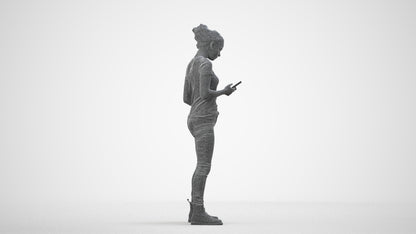 photogrammetry 3D woman casual standing, realistic human model archviz FBX, wireframe side view