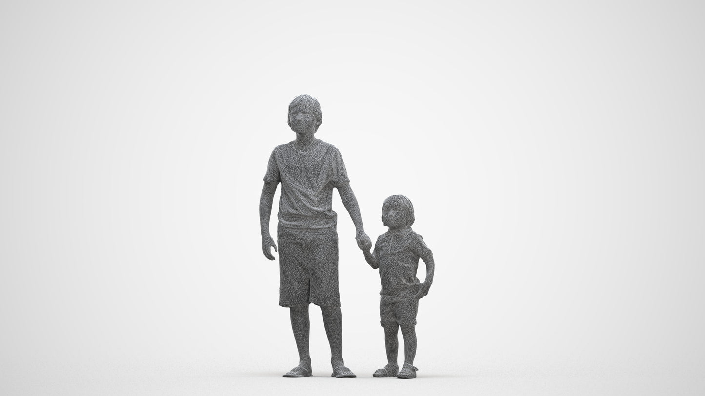 realistic 3D human boy casual kids, archviz people FBX OBJ for Blender, three-quarter front view render