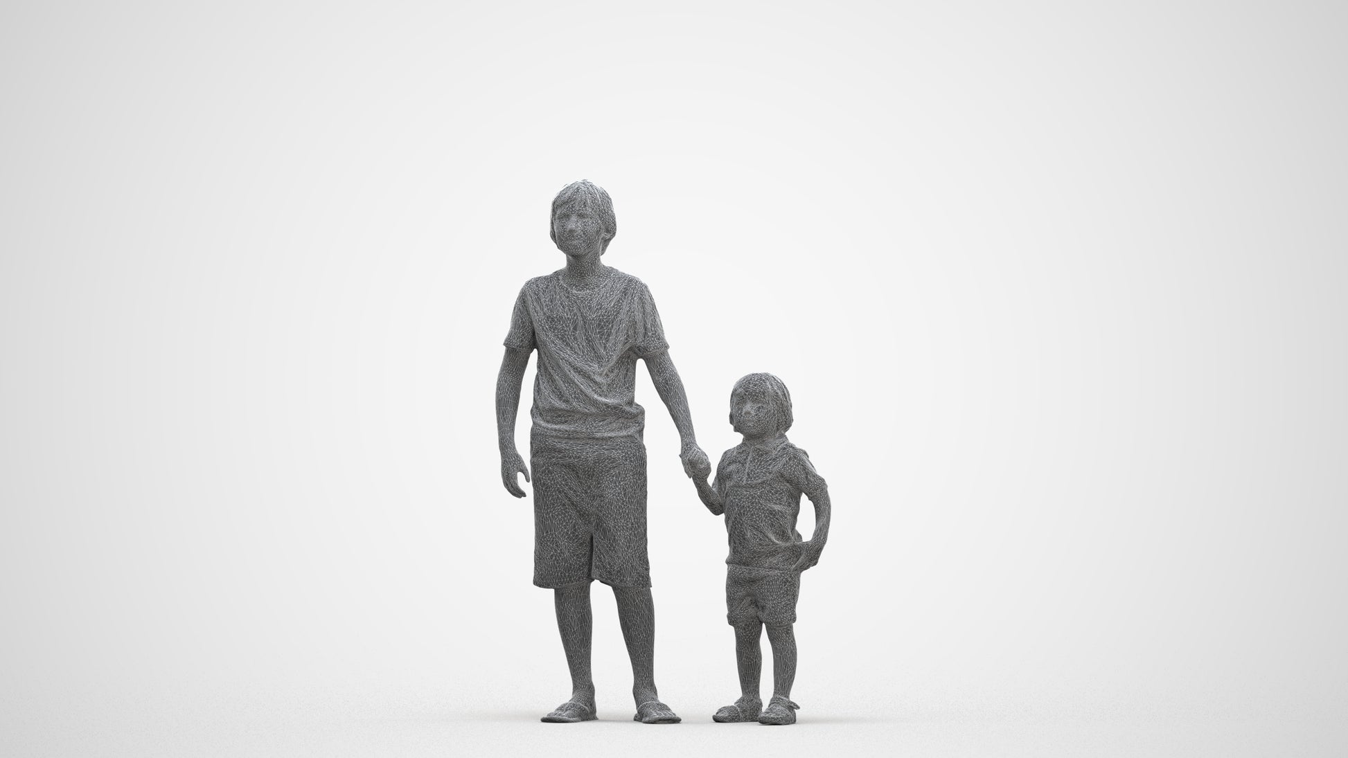 realistic 3D human boy casual kids, archviz people FBX OBJ for Blender, three-quarter front view render