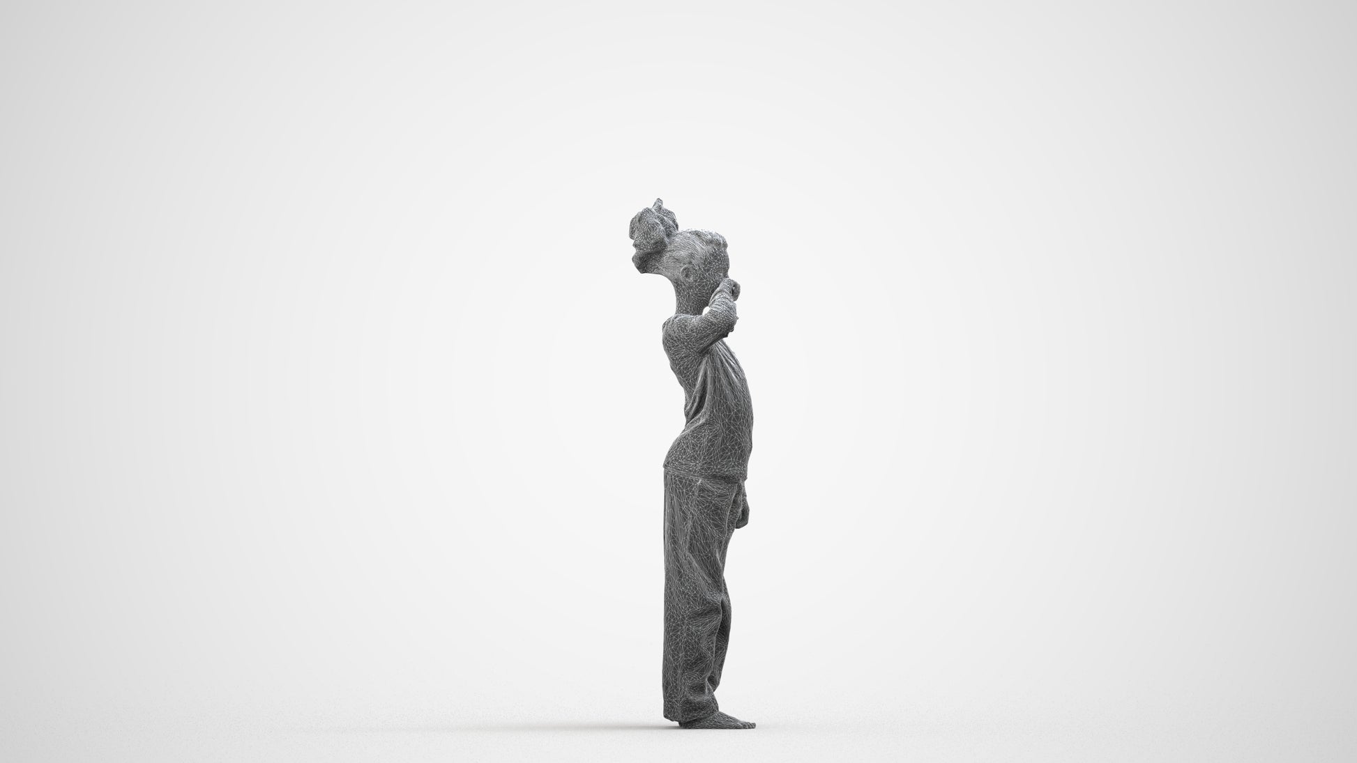 realistic 3D girl kids, scanned archviz people for Blender and 3ds Max, wireframe side view