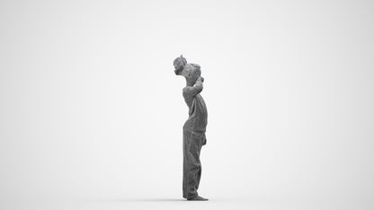 realistic 3D girl kids, scanned archviz people for Blender and 3ds Max, wireframe side view
