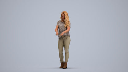 realistic 3D woman casual standing, scanned archviz people for Blender and 3ds Max, standing pose render