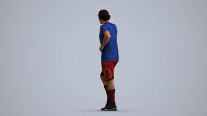 3D human model man sport, photogrammetry scanned person for archviz, front view render
