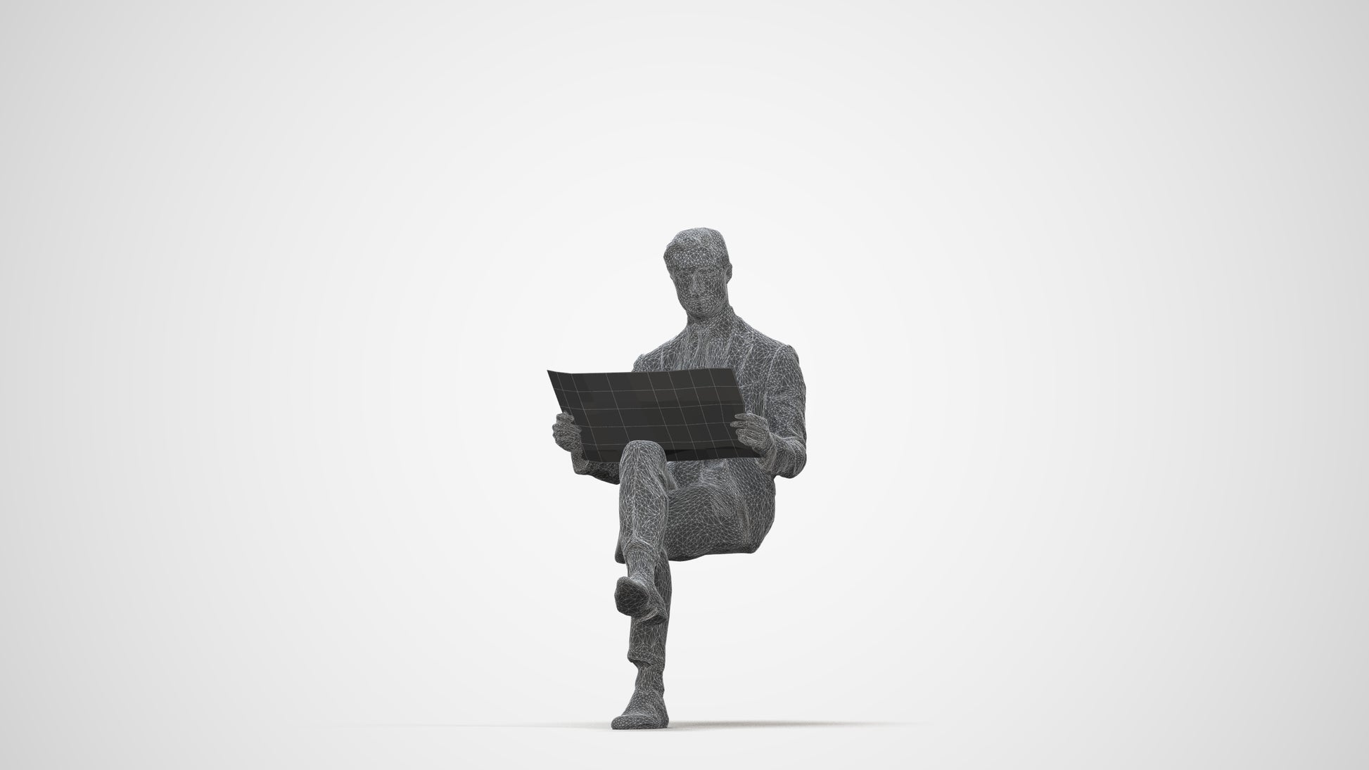realistic 3D man business, scanned archviz people for Blender and 3ds Max, wireframe back view