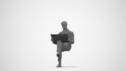 realistic 3D man business, scanned archviz people for Blender and 3ds Max, wireframe back view