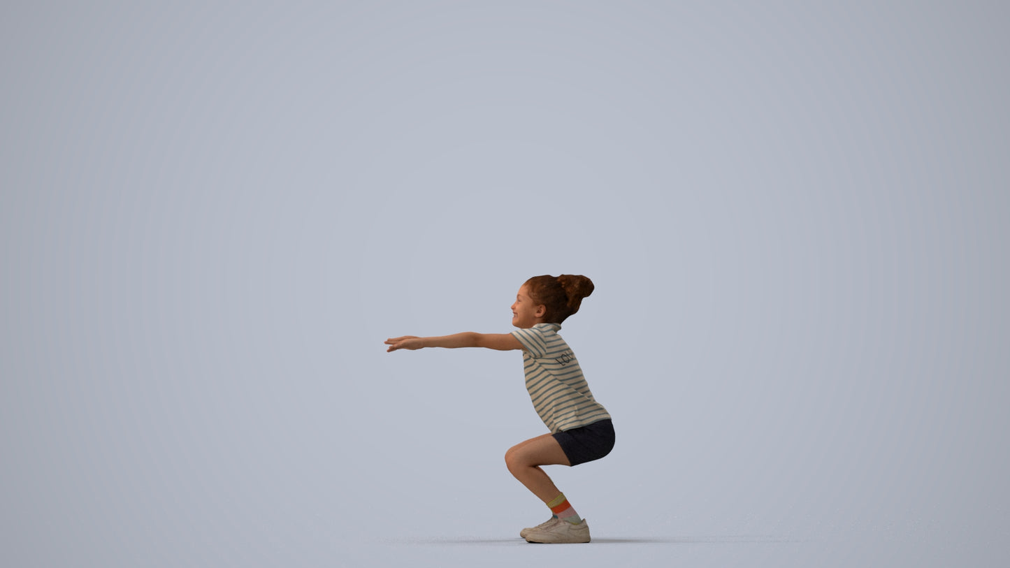 realistic 3D people girl casual kids, render-ready for V-Ray and Corona, FBX OBJ, three-quarter view render