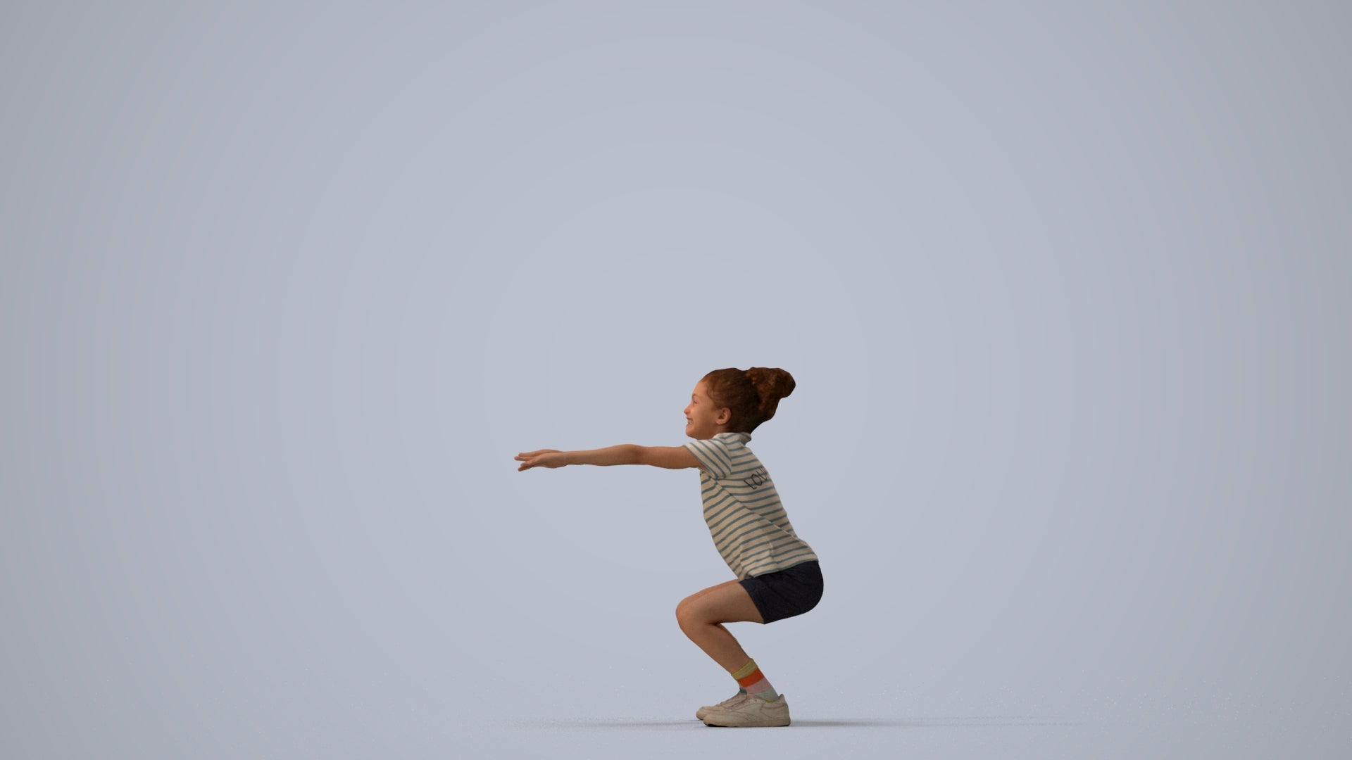 realistic 3D people girl casual kids, render-ready for V-Ray and Corona, FBX OBJ, three-quarter view render