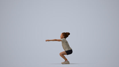 realistic 3D people girl casual kids, render-ready for V-Ray and Corona, FBX OBJ, three-quarter view render