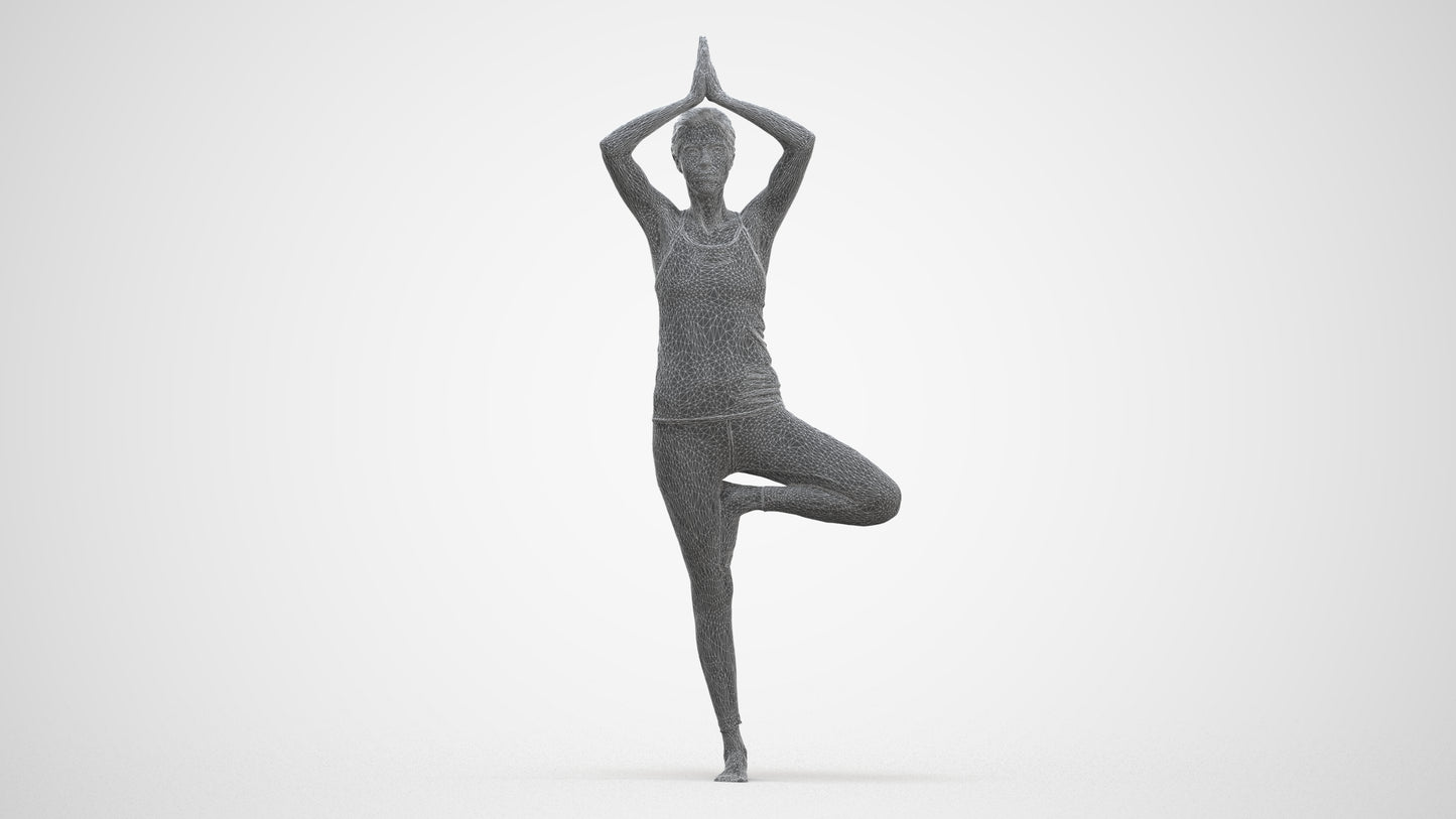 realistic 3D human woman sport, archviz people FBX OBJ for Blender, three-quarter front view render