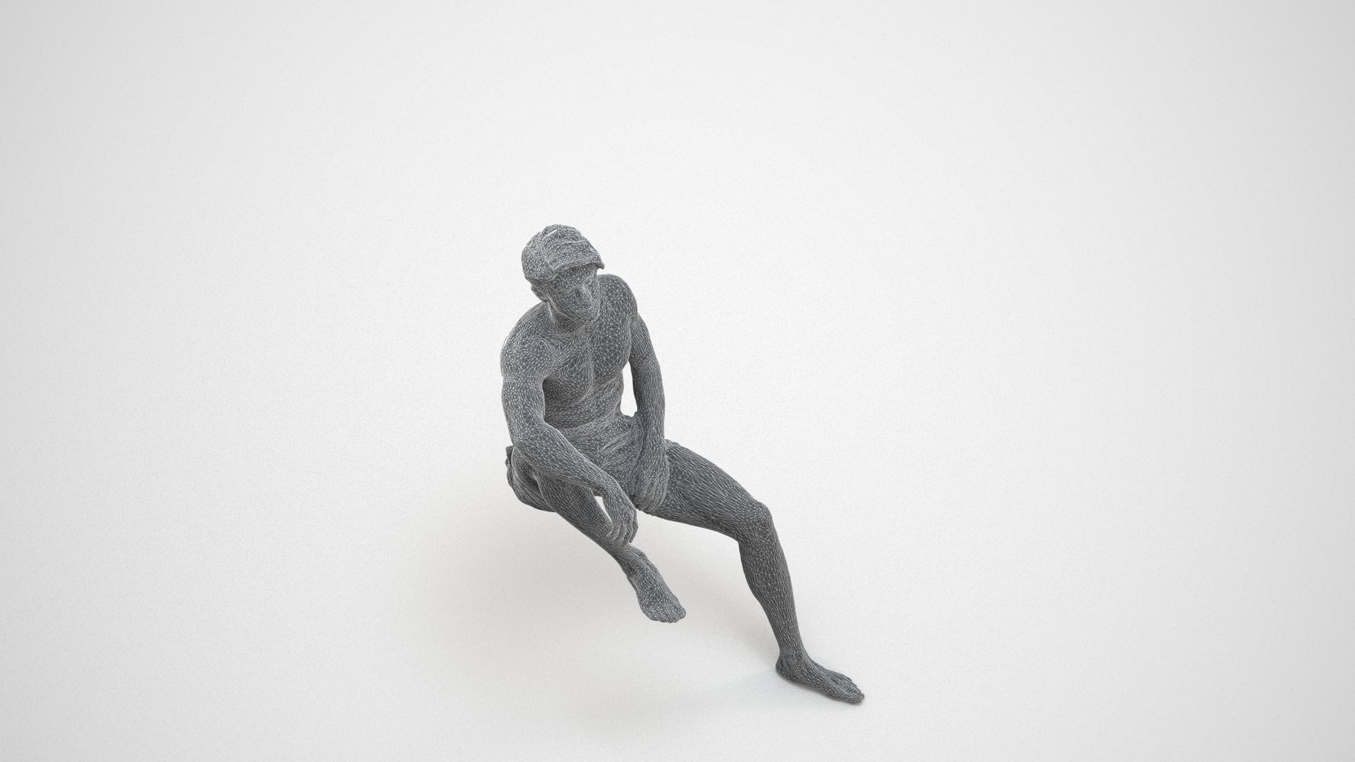 realistic 3D people man pool, render-ready for V-Ray and Corona, FBX OBJ, wireframe three-quarter view