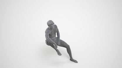realistic 3D people man pool, render-ready for V-Ray and Corona, FBX OBJ, wireframe three-quarter view