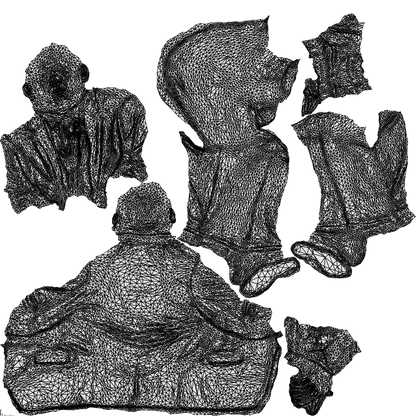 realistic 3D human man business, archviz people FBX OBJ for Blender, wireframe top-down view
