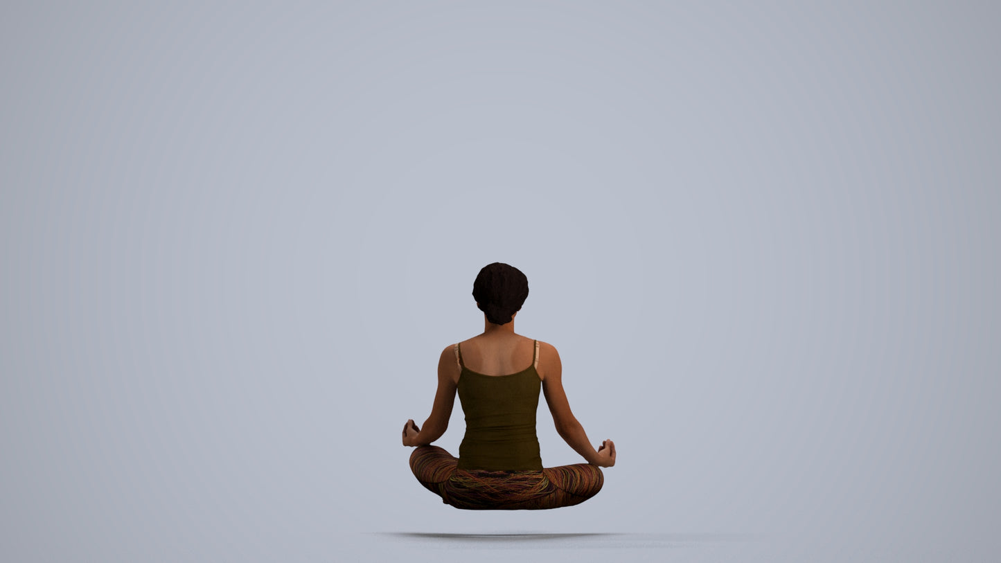 3D human model woman sport, photogrammetry scanned person for archviz, front view render