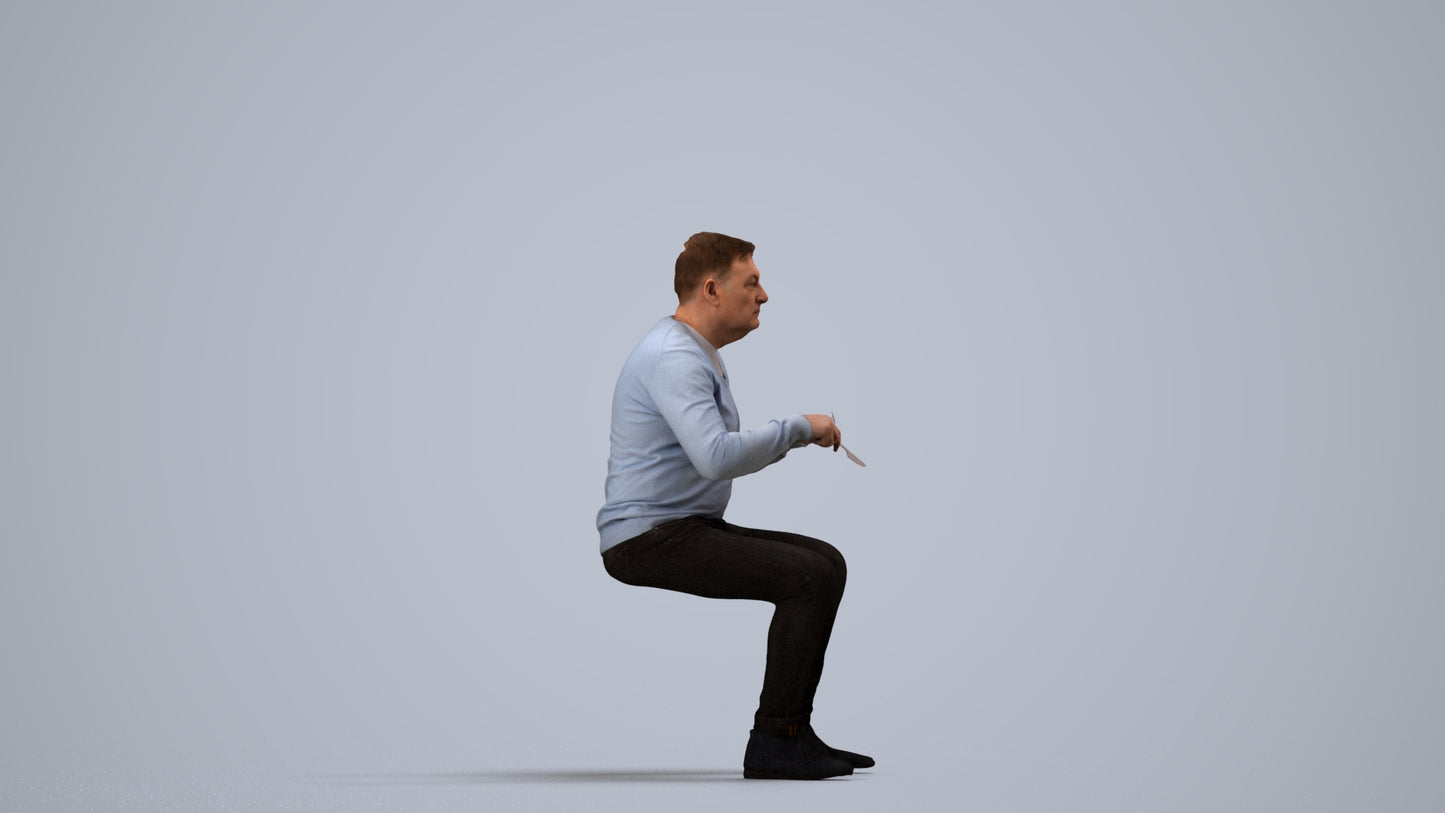 photogrammetry 3D man casual business, realistic human model archviz FBX, side view render