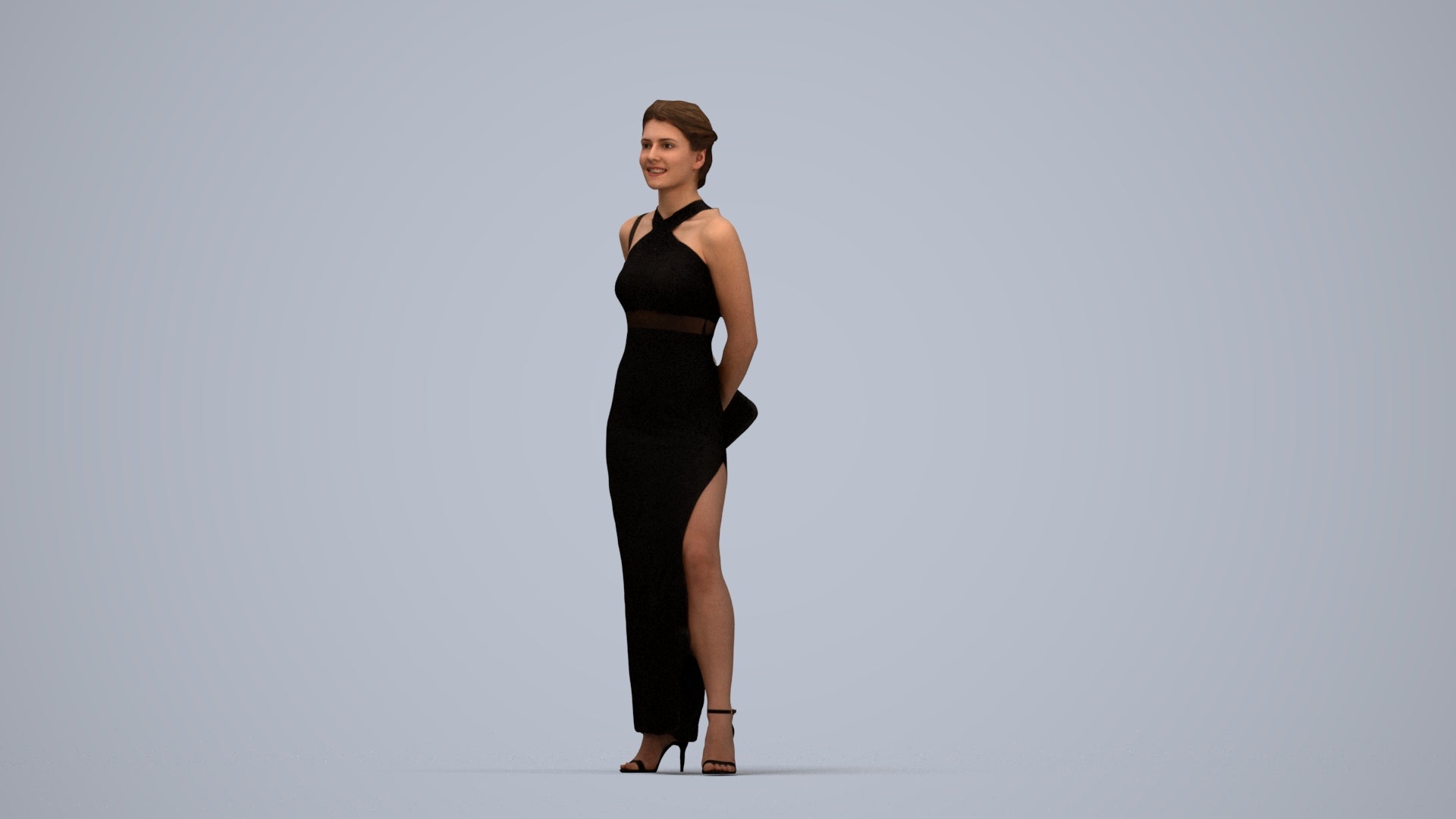 scanned 3D woman formal formalaffairs, photogrammetry people for Enscape and V-Ray, top-down view render