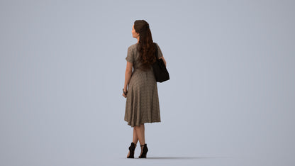 realistic 3D people woman casual standing, render-ready for V-Ray and Corona, FBX OBJ, three-quarter view render
