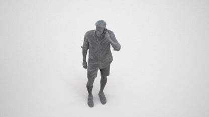 scanned 3D man casual standing, photogrammetry people for Enscape and V-Ray, wireframe three-quarter view