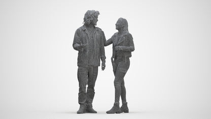 realistic 3D people woman casual couple, render-ready for V-Ray and Corona, FBX OBJ, three-quarter front view render