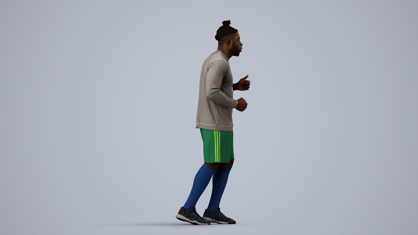 scanned 3D man sport, photogrammetry people for Enscape and V-Ray, side view render