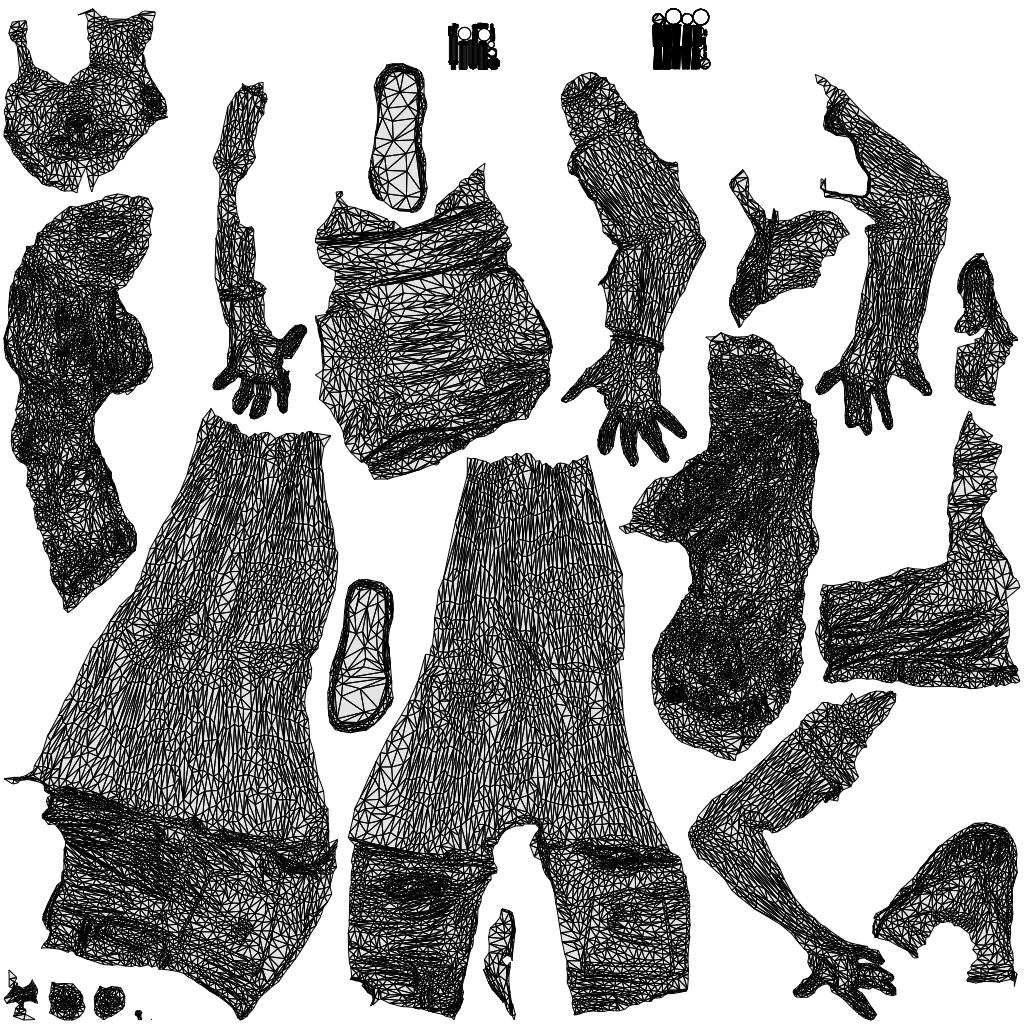 scanned 3D girl casual standing, photogrammetry people for Enscape and V-Ray, wireframe top-down view