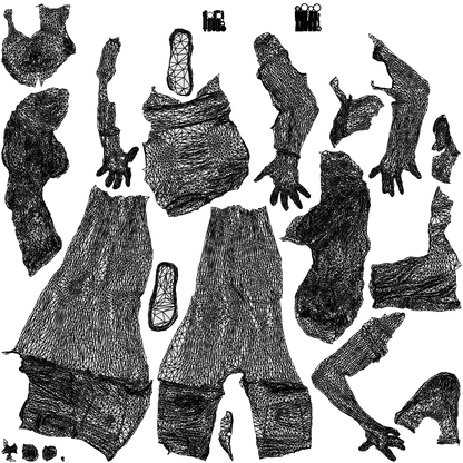 scanned 3D girl casual standing, photogrammetry people for Enscape and V-Ray, wireframe top-down view