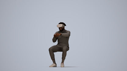 3D scanned man sitting casual, photorealistic archviz people for Enscape and SketchUp, top-down view render