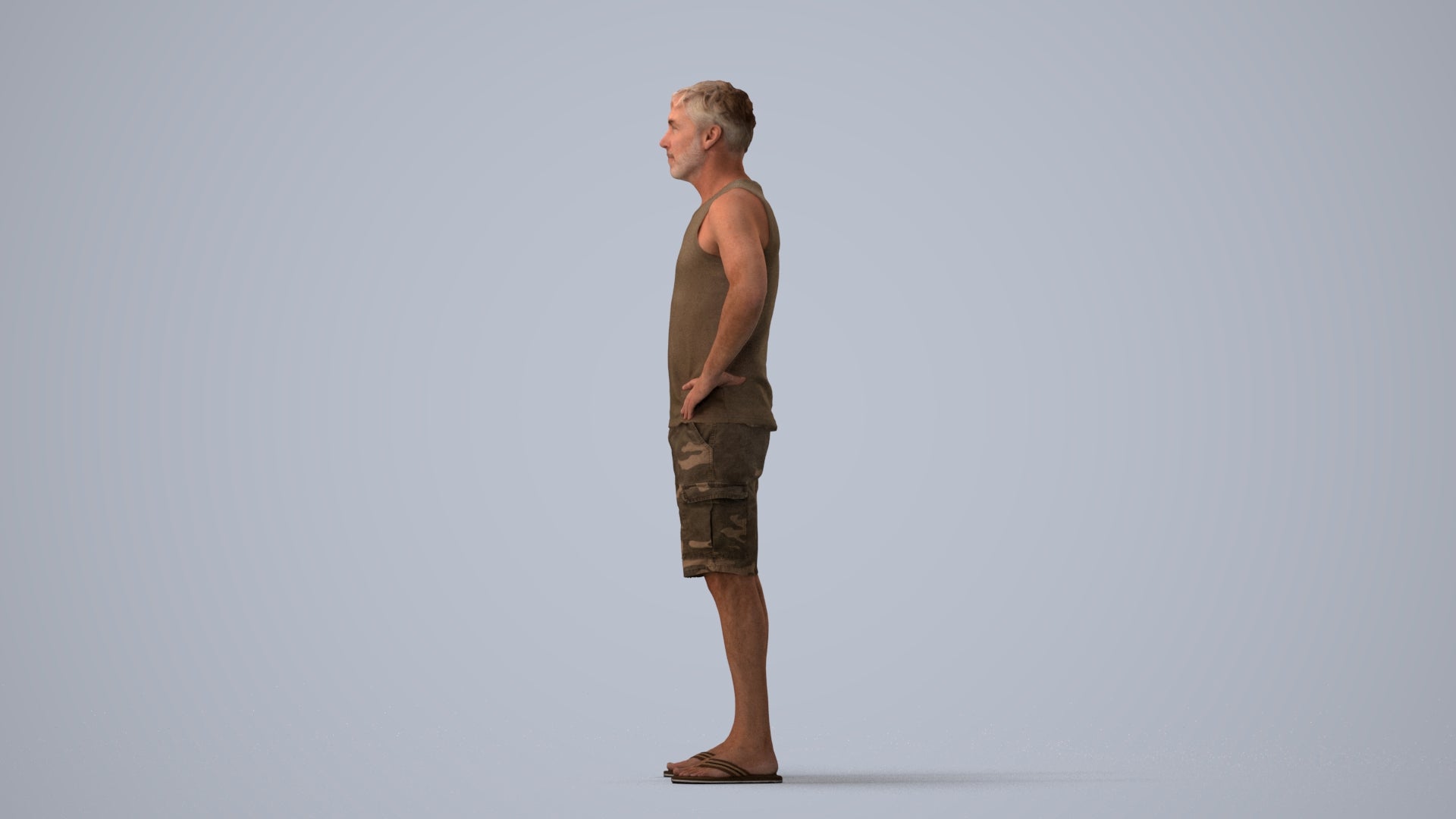 realistic 3D human man casual standing, archviz people FBX OBJ for Blender, three-quarter view render
