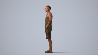 realistic 3D human man casual standing, archviz people FBX OBJ for Blender, three-quarter view render