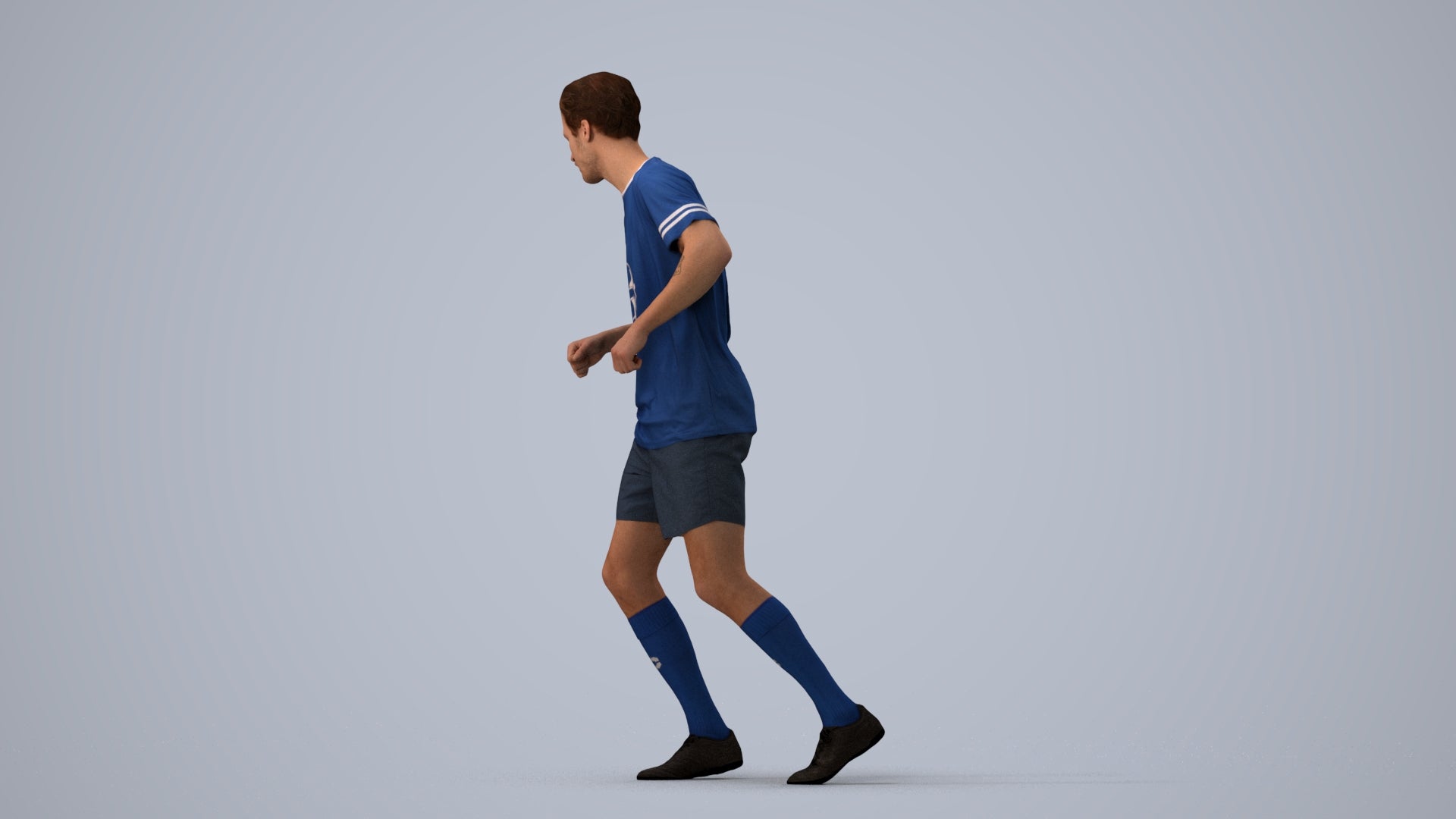 realistic 3D man sport, scanned archviz people for Blender and 3ds Max, three-quarter view render