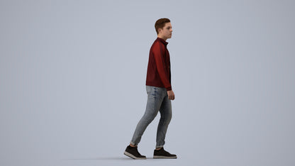 realistic 3D boy casual kids, scanned archviz people for Blender and 3ds Max, side view render