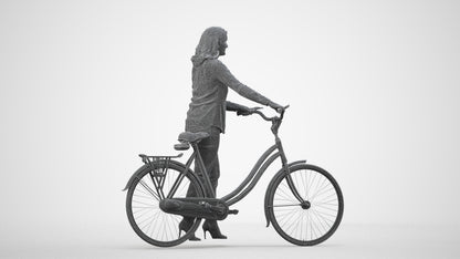 realistic 3D woman casual shopping, scanned archviz people for Blender and 3ds Max, wireframe side view
