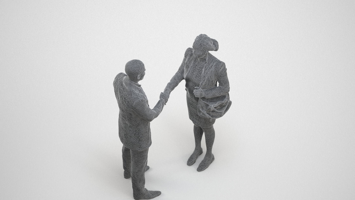 realistic 3D people man business, render-ready for V-Ray and Corona, FBX OBJ, wireframe three-quarter view