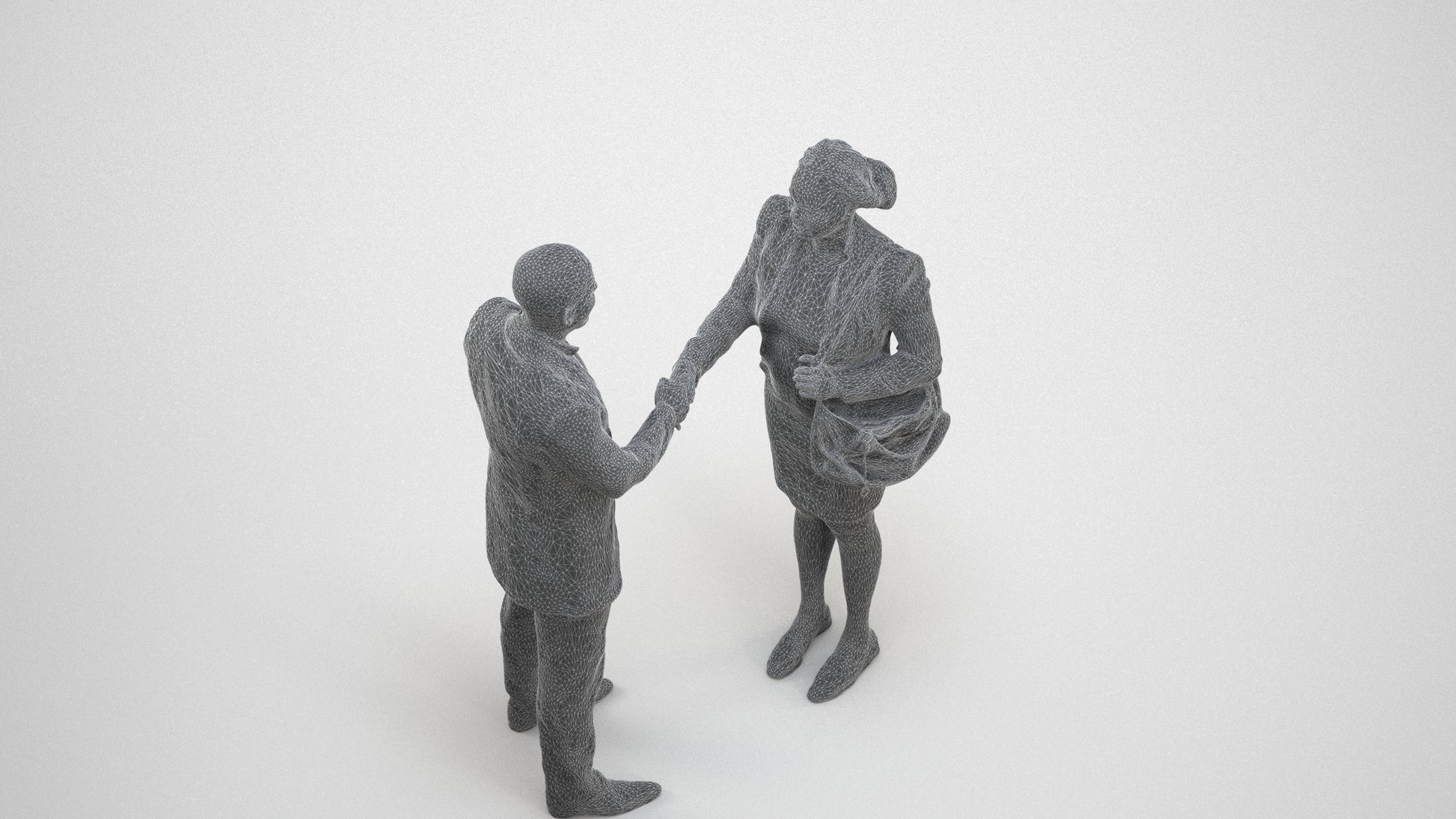 realistic 3D people man business, render-ready for V-Ray and Corona, FBX OBJ, wireframe three-quarter view