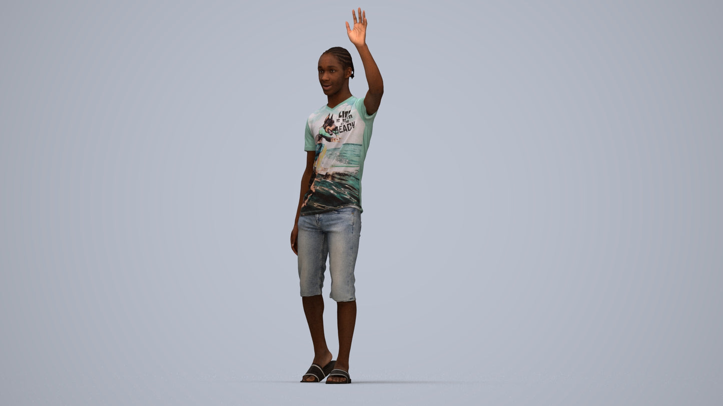 realistic 3D human boy casual kids, archviz people FBX OBJ for Blender, top-down view render
