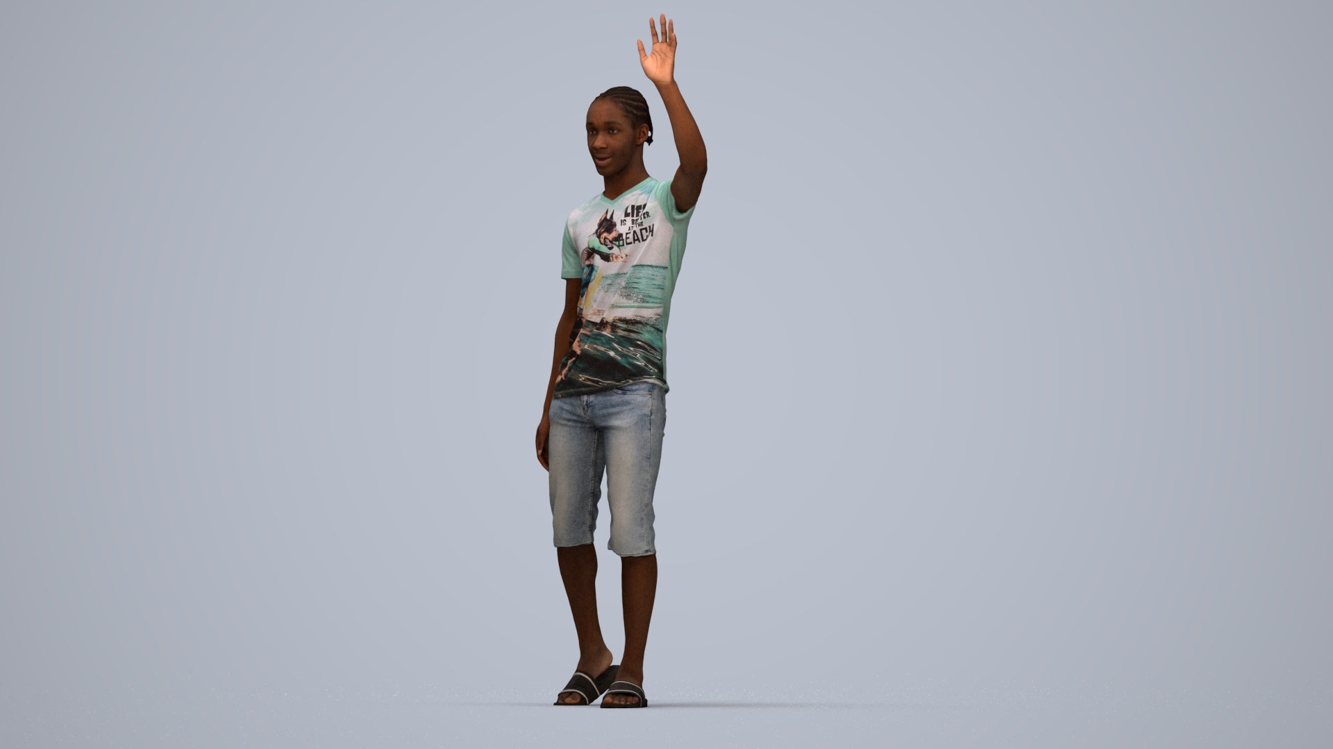 realistic 3D human boy casual kids, archviz people FBX OBJ for Blender, top-down view render