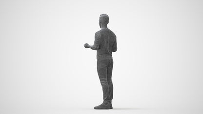 realistic 3D man casual standing, scanned archviz people for Blender and 3ds Max, square thumbnail