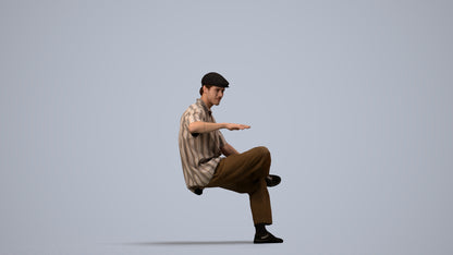 realistic 3D people man casual sitting, render-ready for V-Ray and Corona, FBX OBJ, side view render