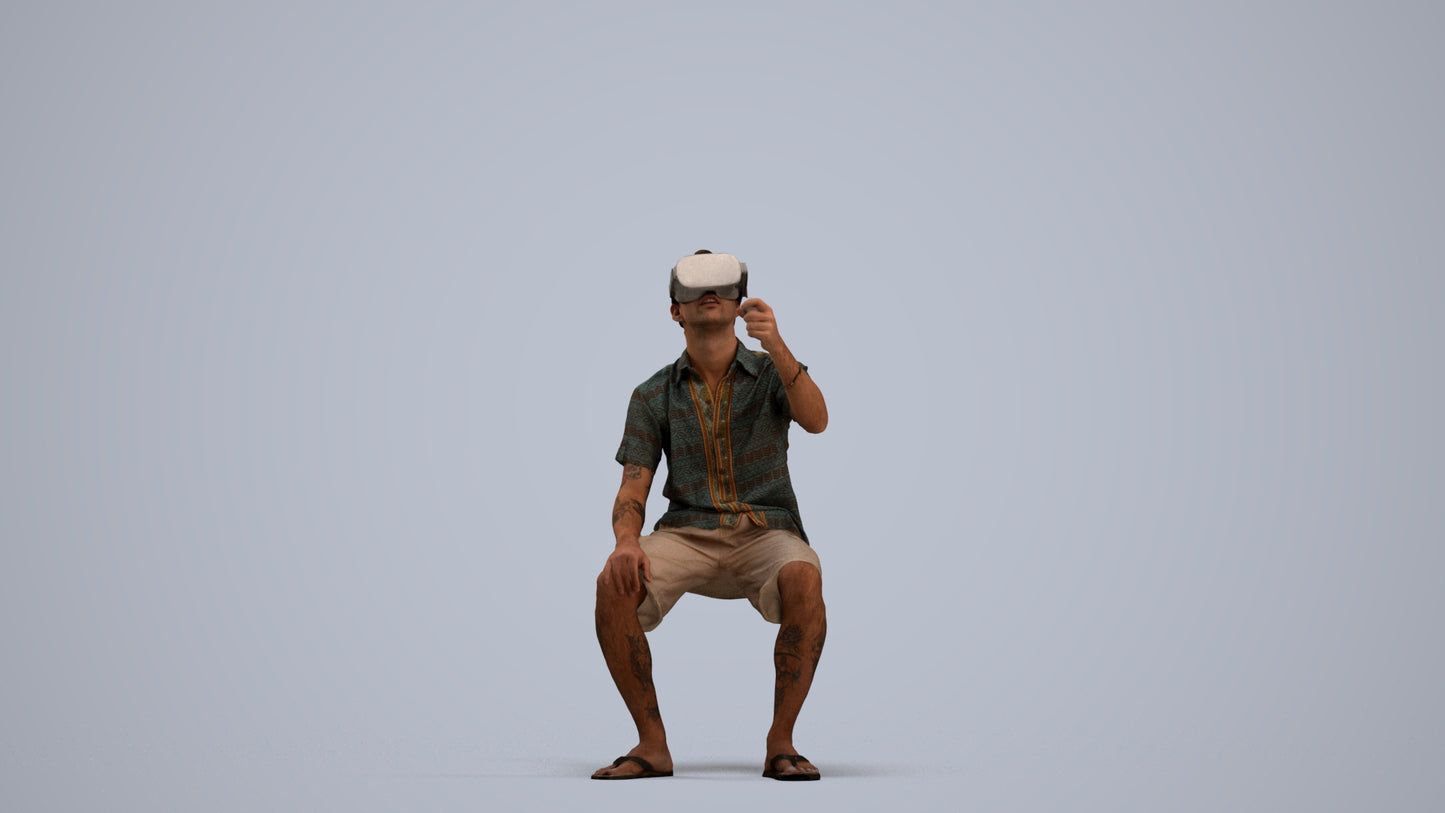 realistic 3D man casual sitting, scanned archviz people for Blender and 3ds Max, standing pose render
