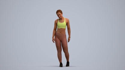 3D people model woman sport, scanned human for 3ds Max rendering, standing pose render