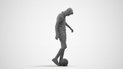 3D human model man sport standing, photogrammetry scanned person for archviz, wireframe side view