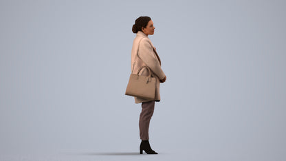scanned 3D woman business standing, photogrammetry people for Enscape and V-Ray, side view render