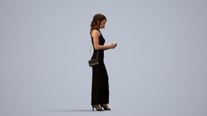photogrammetry 3D woman formal standing, realistic human model archviz FBX, side view render