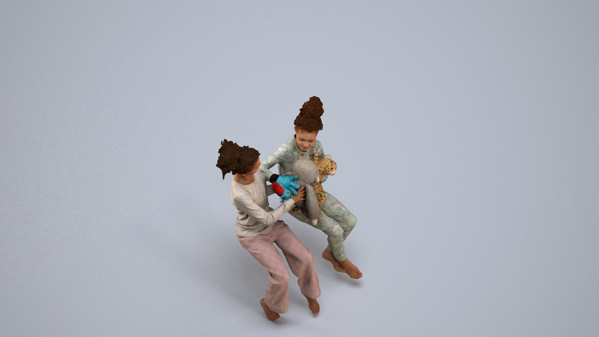 realistic 3D people girl kids, render-ready for V-Ray and Corona, FBX OBJ, back view render